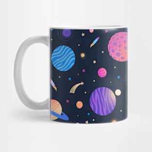 colorful galaxy universe space pattern with abstract planets and stars Mug